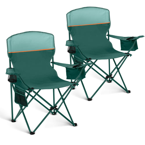 HIGH POINT SPORTS Campingstuhl faltbar, 2er-Set, bis 102 kg, Grün – mit Stahlrahmen und Armlehnen