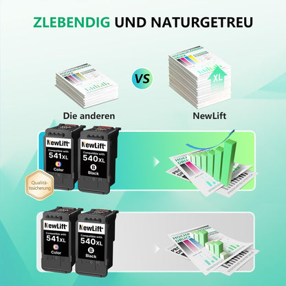 NewLift PG-540XL CL-541XL Druckerpatronen 2er-Pack Schwarz Farbe
