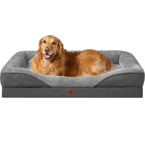 EHEYCIGA Orthopädisches Hundebett Grosse Hunde - Grau, 106.5x76x18.5cm. Rechteckiges Bett zur Gelenkentlastung großer Hunde.