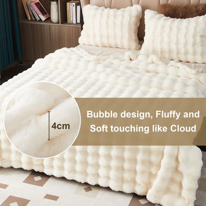 Kaninchen Plüsch Kuscheldecke Super Soft – Weiss 230x250cm