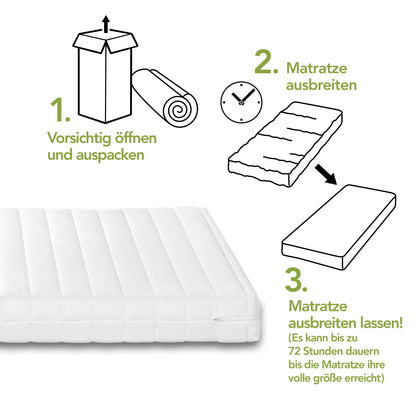 DREAMSTAR Easy Flex | ergonomische 7-Zonen Kaltschaummatratze | Öko-Tex Zertifiziert | Härtegrad 2 und 3 (H2 & H3) | Rollmatratze | Made in EU I 90 x 190 cm
