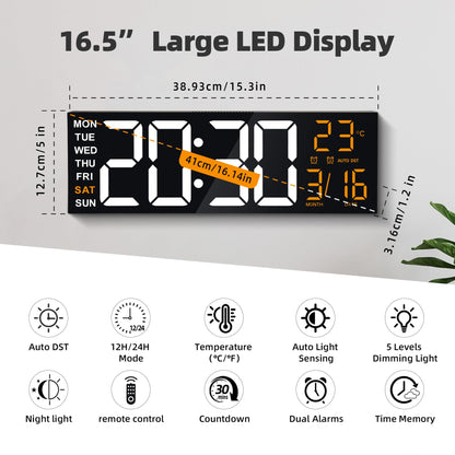 Maxstar Digitale Wanduhr 16 Zoll mit RGB LED Display und Fernbedienung