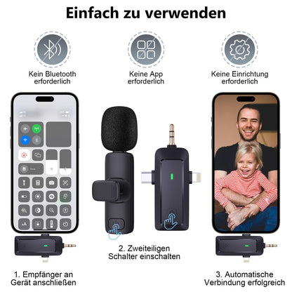 QINOJA K30 Wireless Lavalier Mikrofon mit 4-in-1 Empfänger