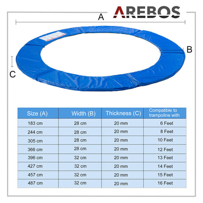 Arebos Trampolin Randabdeckung Federschutz Ø 396 cm blau