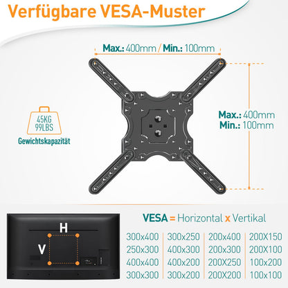 ELIVED TV Deckenhalterung EV3015 für 26-65 Zoll Fernseher bis 45 kg