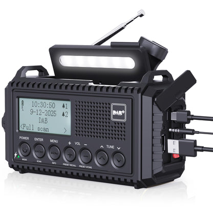 ROCAM CR1009PRO DAB Kurbelradio DAB+/UKW Solar Notfallradio 5000mAh