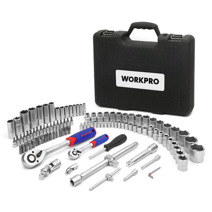 WORKPRO Steckschlüsselsatz 108-teilig – 1/4" 1/2" Knarrenkasten