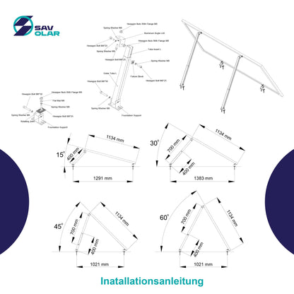 SAVOLAR Solarmodul-Halterung Balkonkraftwerk Flachdach, 2er-Set