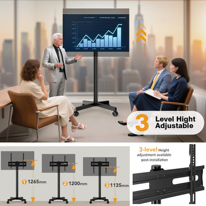 Hemudu TV Ständer rollbar 23-60 Zoll, höhenverstellbar, VESA 400x400