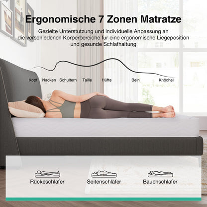 Novilla 7-Zonen Taschenfederkernmatratze 140x200 cm H3 Höhe 20 cm