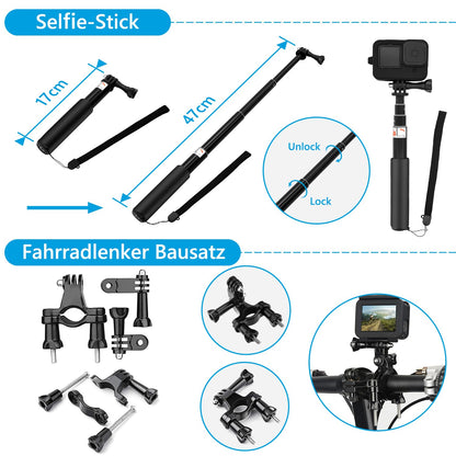 oGoDeal Action-Cam-Zubehör-Set für GoPro Hero 13 Black DE192