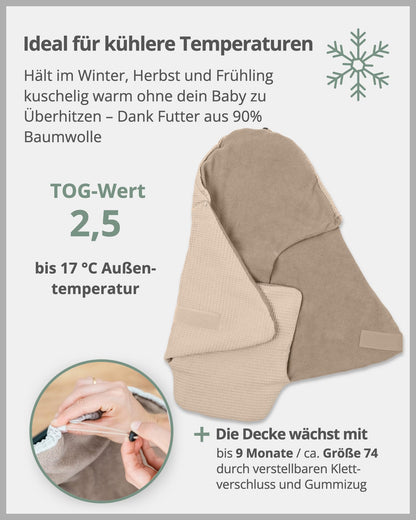 ULLENBOOM Einschlagdecke für Kindersitz & Kinderwagen - Sand