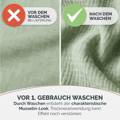 Blumtal Tagesdecke Musselin 150x200 cm, Baumwolle, Grün