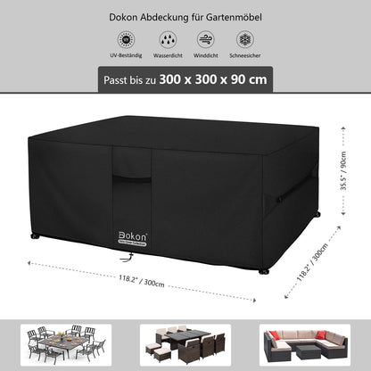 Dokon Gartenmöbelabdeckung wasserdicht, 300x300x90 cm, 420D Oxford