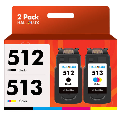 HALLOLUX PG-512 CL-513 Druckerpatronen kompatibel für Canon, 2er-Pack aus Schwarz- und Farbpatrone