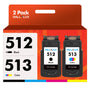 HALLOLUX PG-512 CL-513 Druckerpatronen kompatibel für Canon, 2er-Pack aus Schwarz- und Farbpatrone