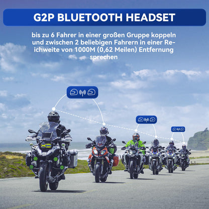 LEXIN G2P Motorrad Bluetooth Headset für 2 bis 6 Personen, Doppelpack