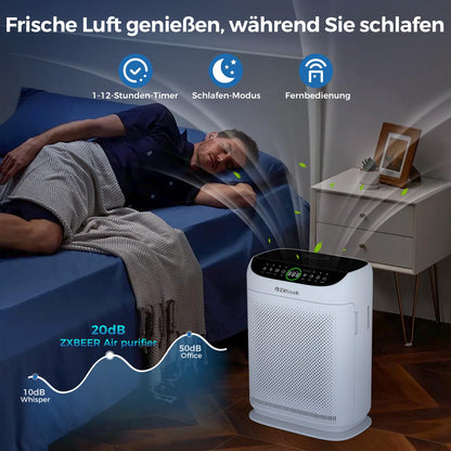 ZXBEER ZX001 HEPA-Luftreiniger für Räume bis 260 m², Weiss