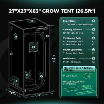 MARS HYDRO Growzelt Indoor Zuchtzelt - 70x70x160cm