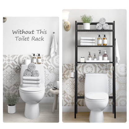 MallKing WC-Regal 3-stufig mit Toilettenpapierhalter – Schwarz