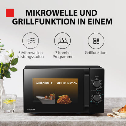 Toshiba MW2-MG20PF Mikrowellenherd mit Grillfunktion – Schwarz