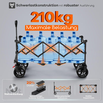 BTTN Bollerwagen faltbar XXXL, 300 L, 210 kg Traglast, schwarz