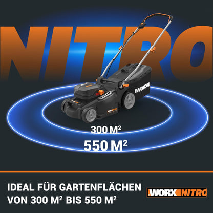 WORX WG737E Nitro Akku-Rasenmäher 40V, 37 cm Schnittbreite