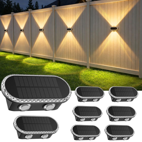 Hiromeco Solar Wandleuchte Aussen Up Down, 3 Farbmodi, IP65, 8er-Set mit Up- und Downlight zur Wandmontage