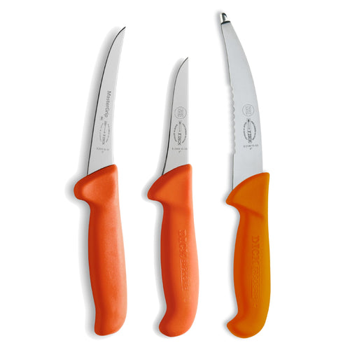 F. DICK ErgoGrip Messerset Jagd Outdoor 3-teilig, orange, drei Jagdmesser mit rutschfesten Kunststoffgriffen