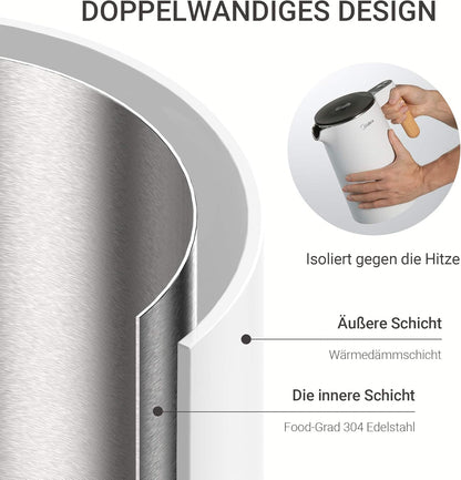 Midea Edelstahl Wasserkocher mit Temperatureinstellung 1,5 L weiss