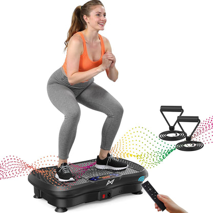 AXV Vibrationsplatte SLIM, Ganzkörpertraining, 120 Stufen, Bluetooth mit LED-Display und Widerstandsbändern