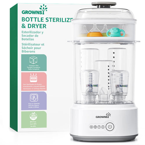Grownsy Dampfsterilisator mit Trockner für Babyflaschen, 5-in-1, fasst bis zu 5 Standard-Babyflaschen