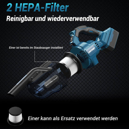 LDHTHOPI Akku-Staubsauger für Makita 18V, 20000 Pa, ohne Akku, Blau