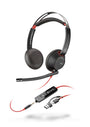 Poly Blackwire 5220 schnurgebundenes Headset USB-A/USB-C/3,5 mm. Schwarzes Stereo-Headset für Bürokommunikation.