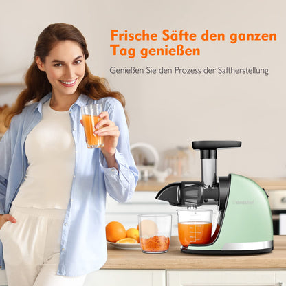 AMZCHEF Entsafter Slow Juicer Gemüse Obst mit Rückwärtsfunktion - Grün