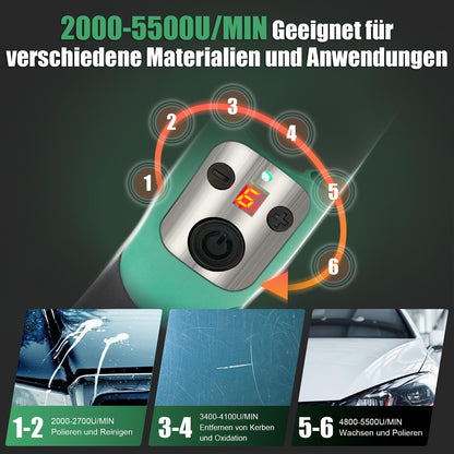 BATOCA S5 Mini Akku Poliermaschine, Rotations- und Exzenterpolierer