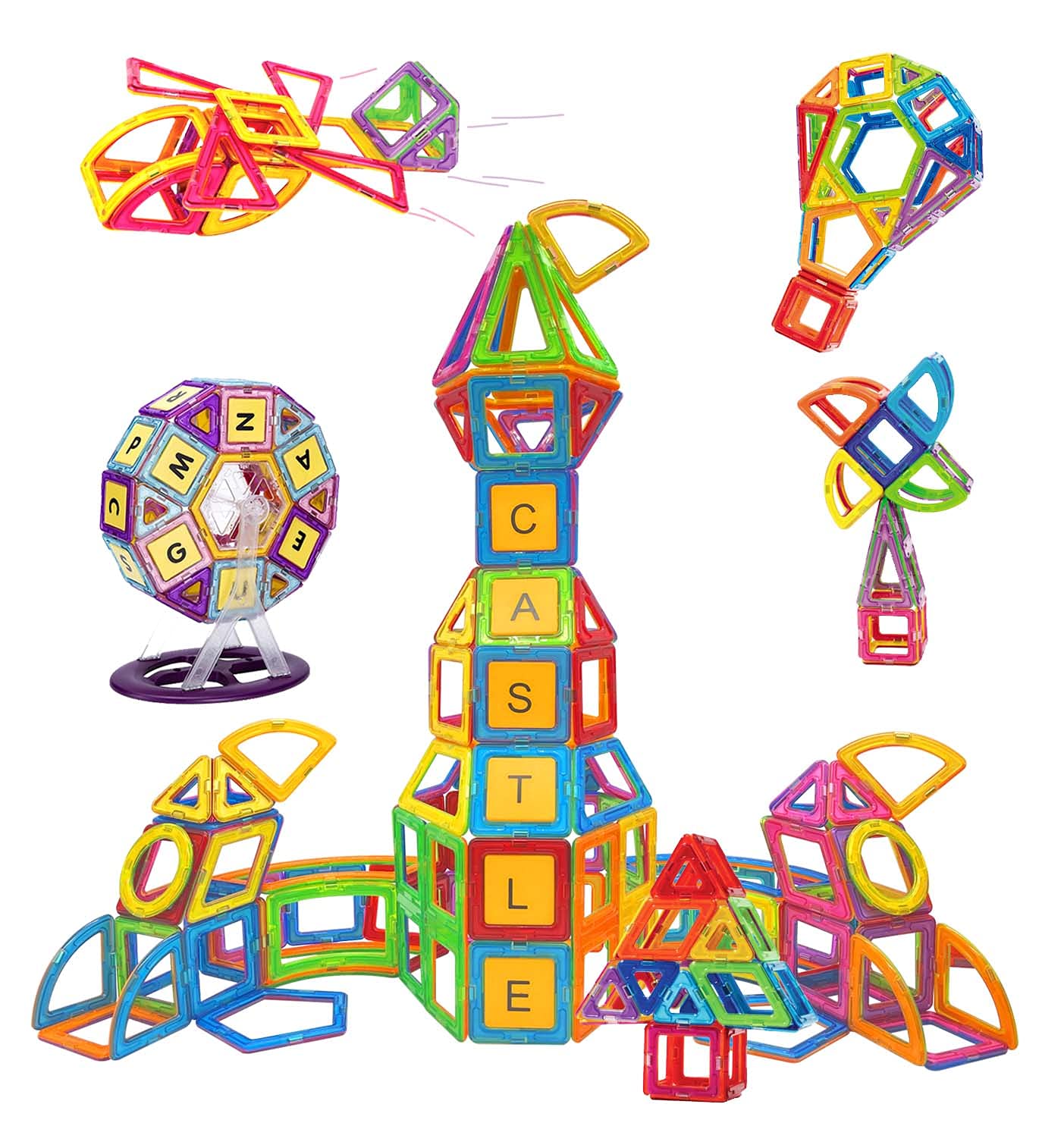 CONDIS Magnetische Bausteine STEM Spielzeug – 160 Teile: Bunte, magnetische Bausteine in geometrischen Formen. Fördert Kreativität & logisches Denken.