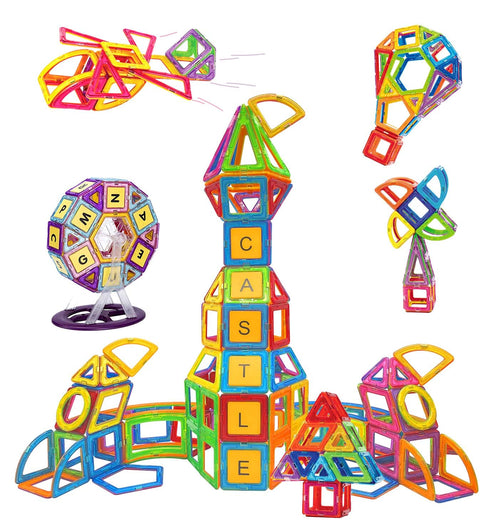 CONDIS Magnetische Bausteine STEM Spielzeug – 160 Teile: Bunte, magnetische Bausteine in geometrischen Formen. Fördert Kreativität & logisches Denken.