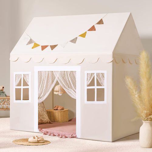 Tiny Land Kinder Spielzelt Indoor - Prinzessin mit Matte & Lichtern. Rosa Zelt mit Bodenmatte & Lichterkette; geschützter Spiel- & Rückzugsort für Kinder.