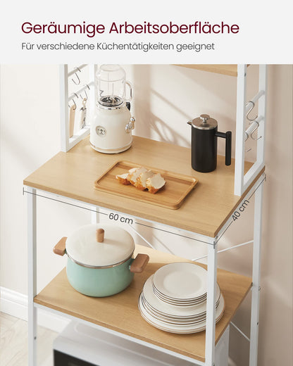 VASAGLE Küchenregal KKS024W09, Standregal mit 6 Ablagen, Stahlrahmen