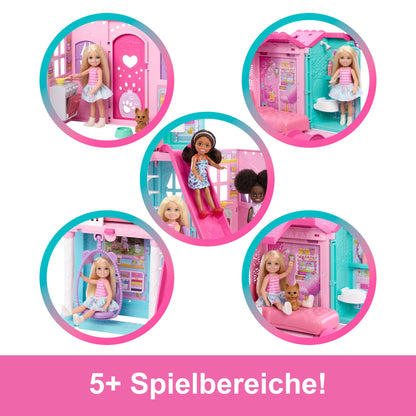 Barbie Chelsea Pop-up Puppenhaus mit Puppe, Hund und Zubehör JFW49