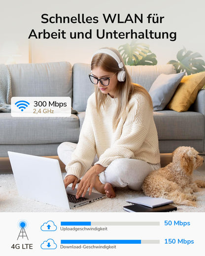 Cudy LT300 4G LTE WLAN-Router 300 Mbit/s mit 2x2 MIMO und VPN