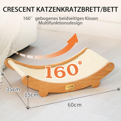 CheerPals Kratzbrett für Katzen aus Sisal und Buchenholz, 60x35x15 cm