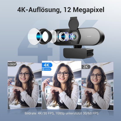 N newline NewEye62 4K Webcam mit Dual-Mikrofon und Autofokus