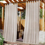 FASCINATDECO Outdoor-Vorhänge wetterfest Leinenoptik 2er-Set natur, halbtransparente Paneele mit Klettschlaufen