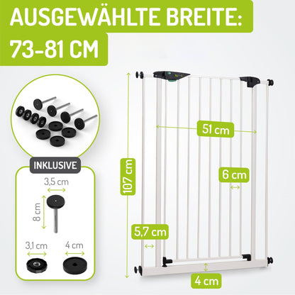 BOMI Mira Türschutzgitter - Weiss, Selbstschliessend, Extra Hoch