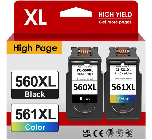 Firstoner PG-560XL CL-561XL Druckerpatronen Multipack für Canon Pixma, schwarze und farbige Tintenpatrone