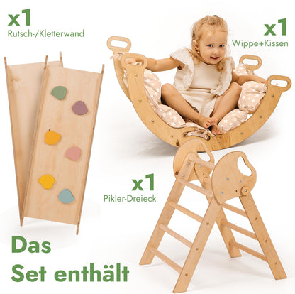 Goodevas 5-in-1 Montessori Klettergerüst Set mit Rutsche, 1-3 Jahre
