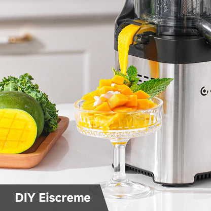 AMZCHEF Slow Juicer 1902M – Entsafter mit 120 mm Einfüllschacht