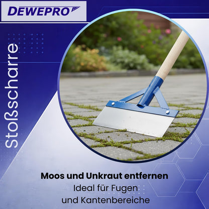 DEWEPRO Stossscharre mit Holzstiel und Federstahlblatt 300 mm
